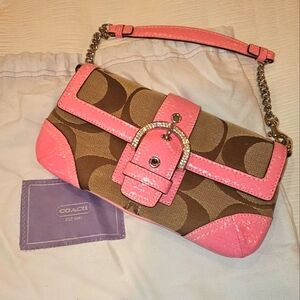 COACH signature print small shoulder purse